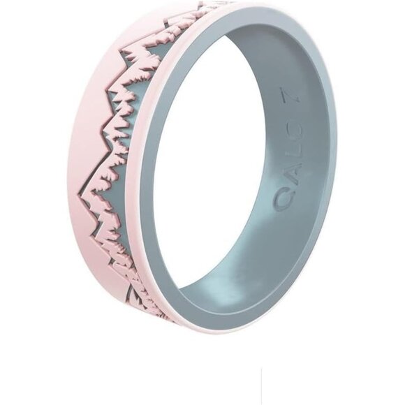 Women's Rubber Silicone Ring Ridgeline Strata Silicone Rubber Wedding Band